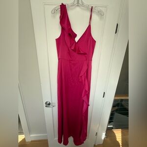 Liv Foster pink satin gown